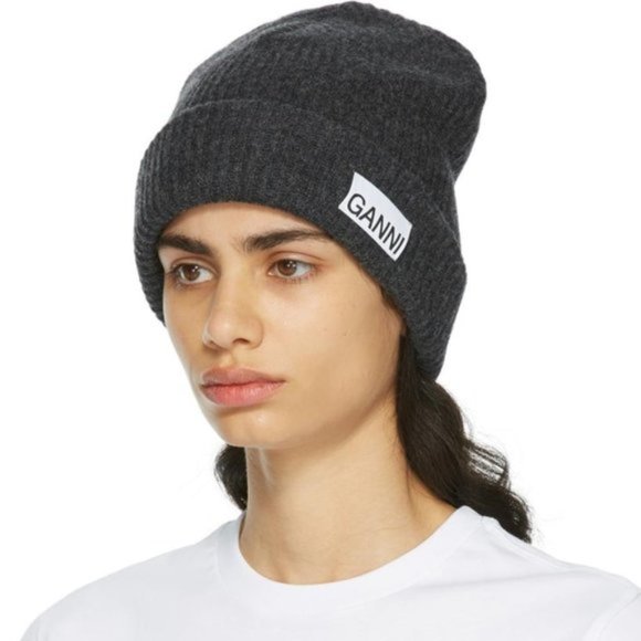 Ganni Recycled Wool Beanie Toque Hat 